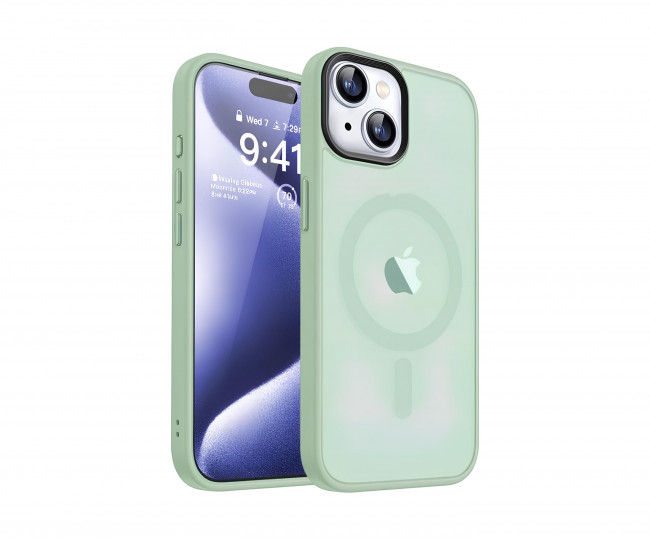 Чехол Metal Buttons with MagSafe Colorful для iPhone 14 /mint/